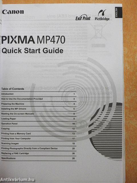 Canon Pixma MP470 - Quick Start Guide