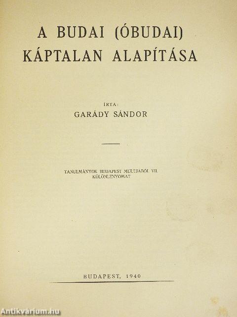 A budai (óbudai) káptalan alapítása
