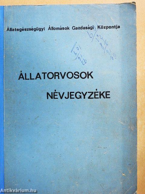 Állatorvosok névjegyzéke 1971.