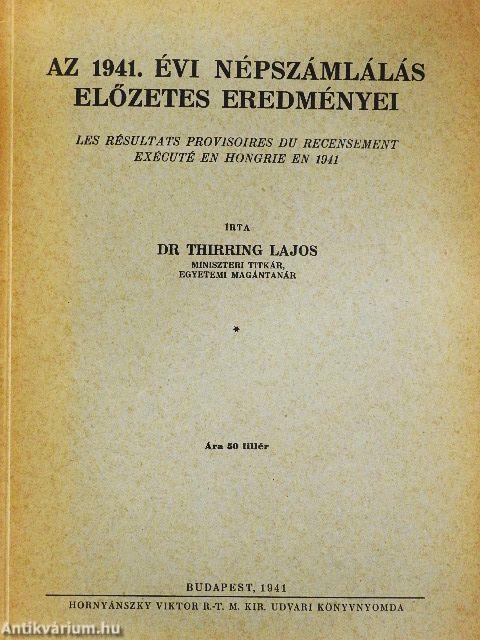 Az 1941. évi népszámlálás előzetes eredményei