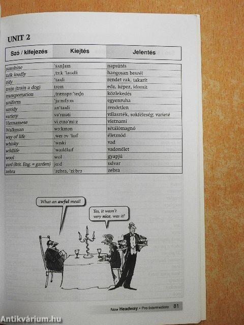 New Headway - Pre-Intermediate - Angol-magyar szójegyzék és nyelvtani összefoglaló