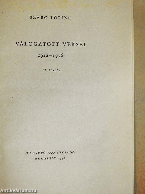 Szabó Lőrinc válogatott versei