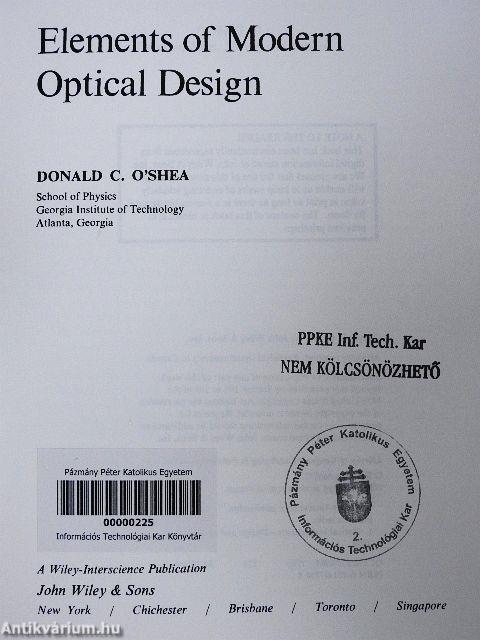 Elements of Modern Optical Design