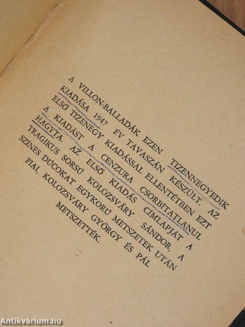 Villon balladái Faludy György átköltésében