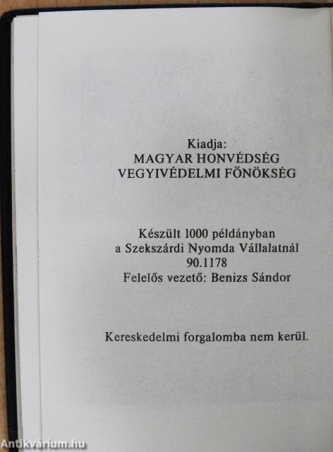 A Magyar Honvédség vegyivédelmi szolgálata 1950-1990 (minikönyv)