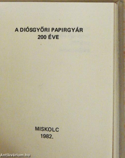 Diósgyőri Papírgyár (minikönyv) (számozott) - Plakettel