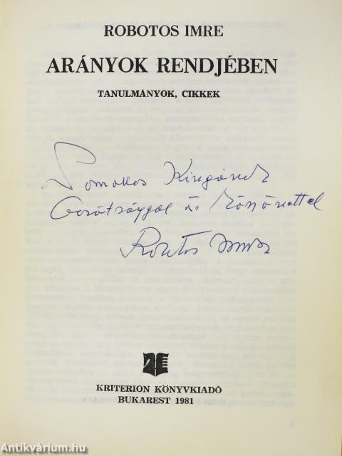 Arányok rendjében (dedikált példány)