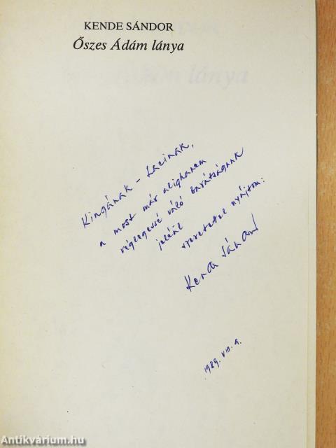 Őszes Ádám lánya (dedikált példány)