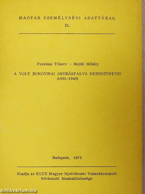 A volt bukovinai Andrásfalva keresztnevei