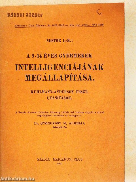 A 9-14 éves gyermekek intelligenciájának megállapítása