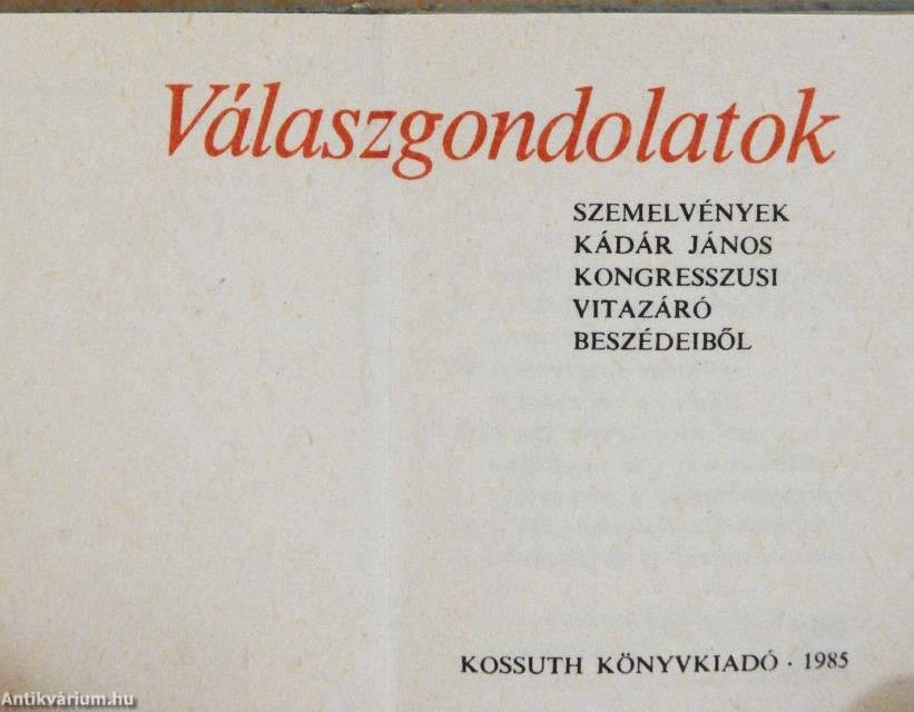 Válaszgondolatok (minikönyv)