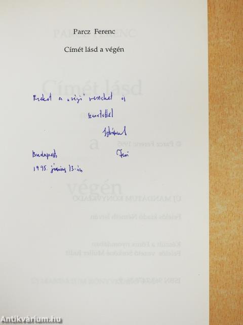 Címét lásd a végén (dedikált példány)