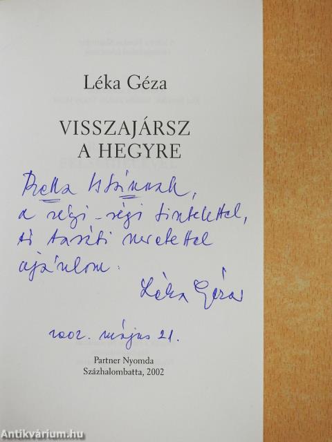 Visszajársz a hegyre (dedikált példány)