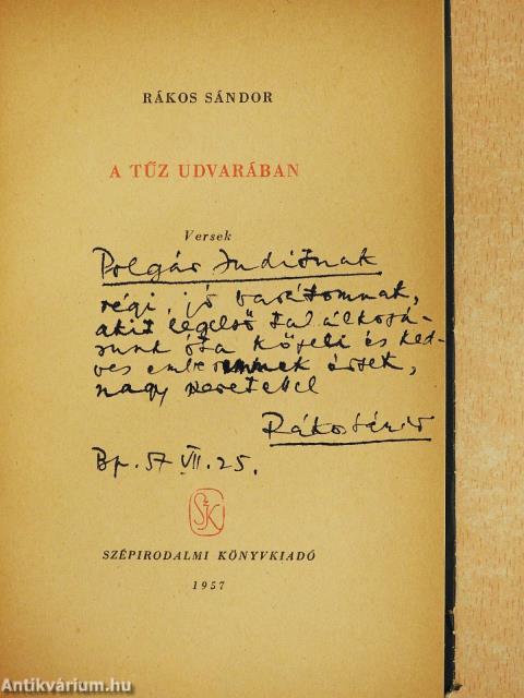 A tűz udvarában (dedikált példány)
