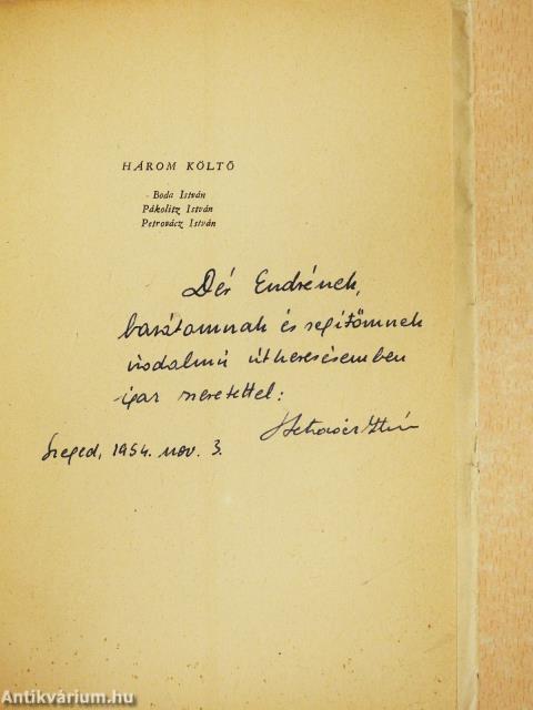 Három költő (dedikált példány)