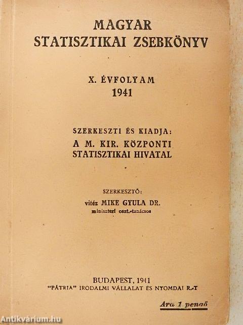 Magyar statisztikai zsebkönyv 1941.