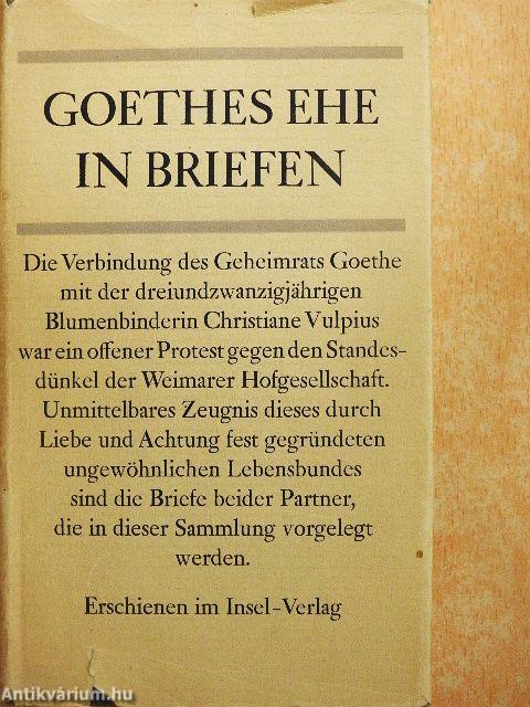 Goethes Ehe in Briefen
