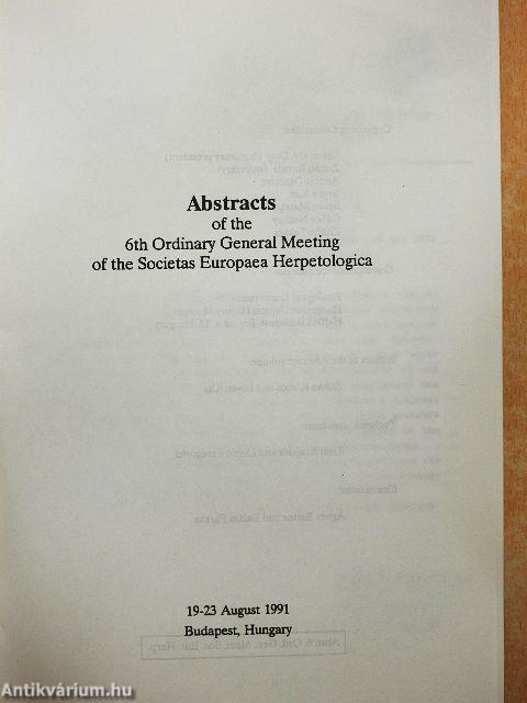Abstracts of the 6th Ordinary General Meeting of the Societas Europaea Herpetologica
