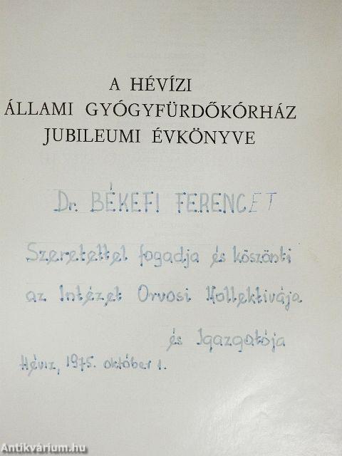 A Hévízi Állami Gyógyfürdőkórház jubileumi évkönyve