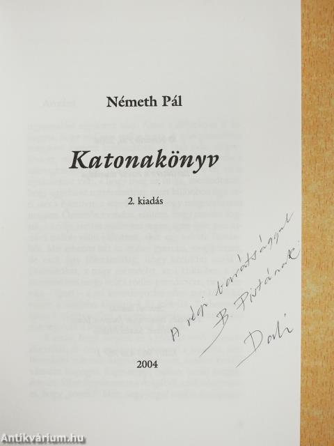 Katonakönyv (dedikált példány)