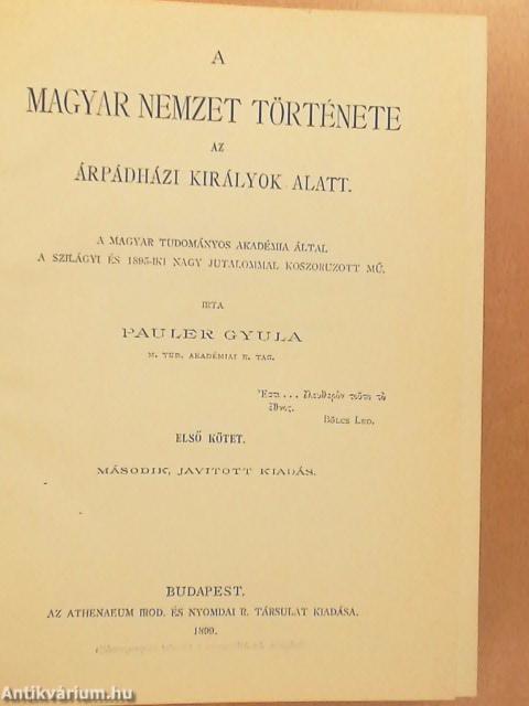 A magyar nemzet története az Árpádházi királyok alatt I-II.