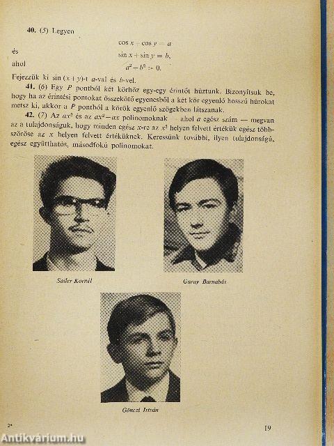 Középiskolai matematikai versenyek 1970