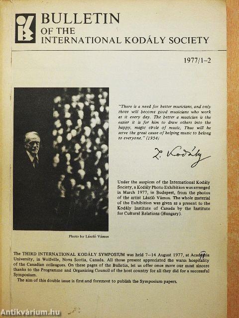 Bulletin of the International Kodály Society 1977/1-2