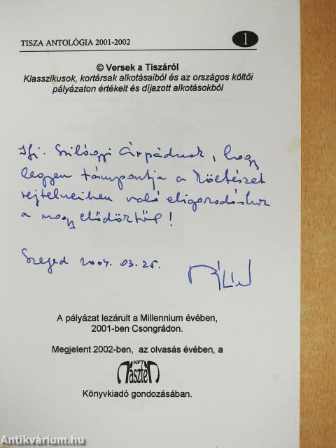 Versek a Tiszáról (sorszámozott, dedikált példány)