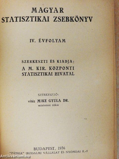 Magyar statisztikai zsebkönyv 1936.
