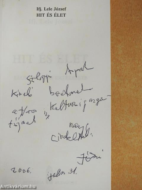 Hit és élet (dedikált példány)