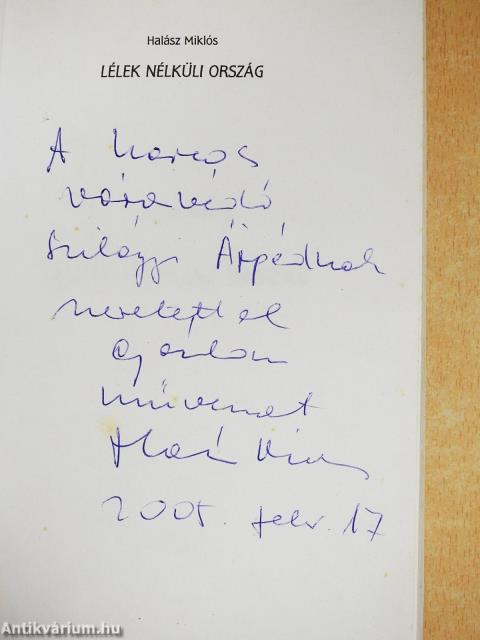 Lélek nélküli ország (dedikált példány)