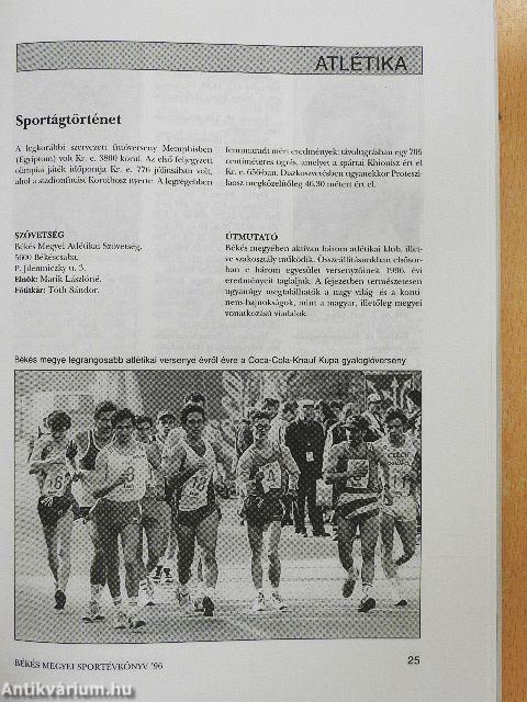 Békés megyei sportévkönyv '96