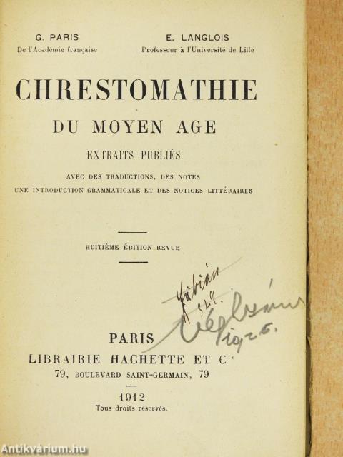 Chrestomathie du moyen age