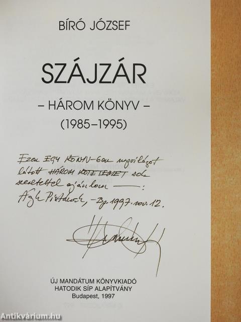 Szájzár (dedikált példány)