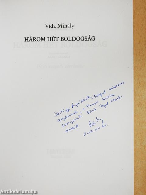 Három hét boldogság (dedikált példány)