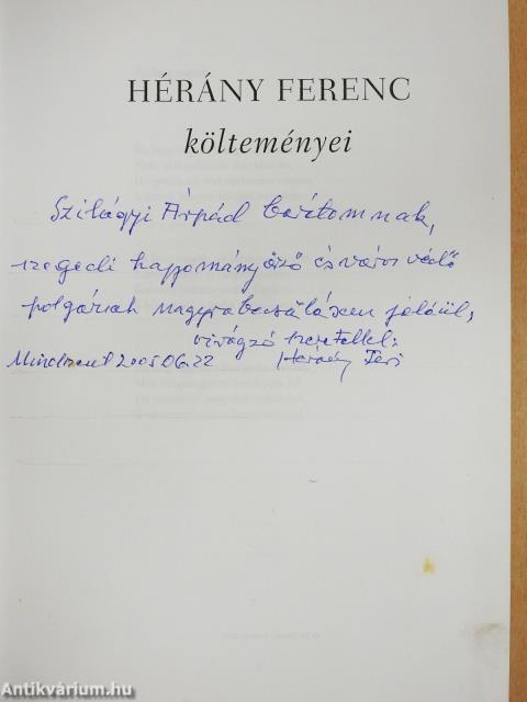 Hérány Ferenc költeményei (dedikált példány)
