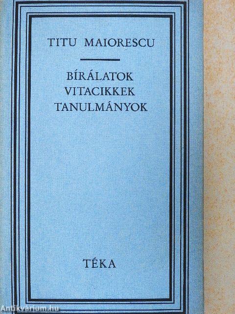 Bírálatok, vitacikkek, tanulmányok