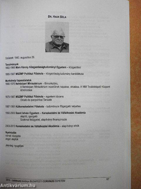 Budapesti Corvinus Egyetem Jubileumi Évkönyv 2016