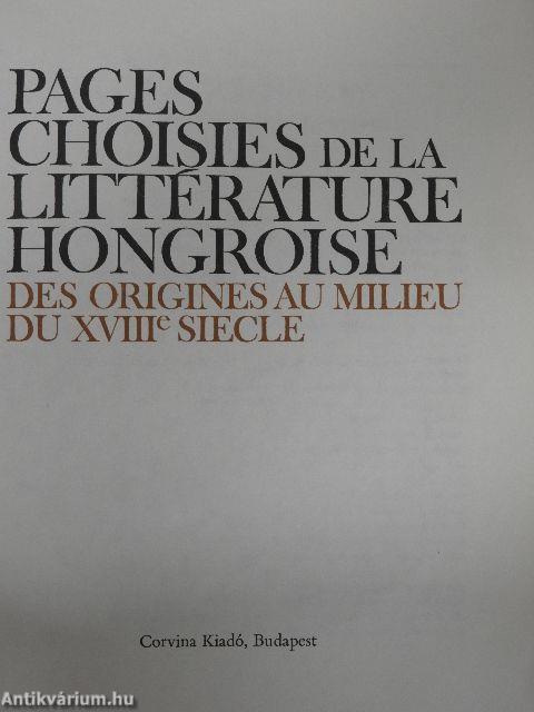 Pages Choisies de la Littérature Hongroise