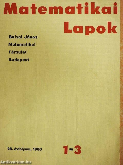 Matematikai Lapok 1980/1-4.