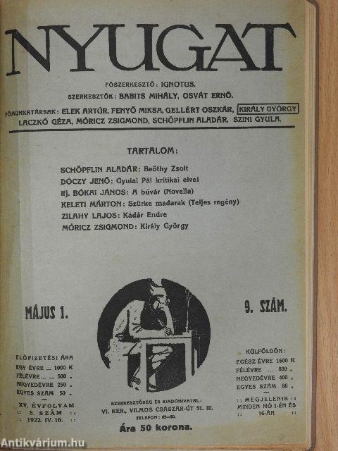Nyugat 1918., 1922. (vegyes számok, 3 db)