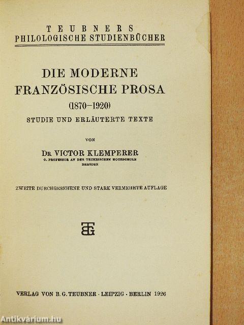 Die Moderne Französische Prosa