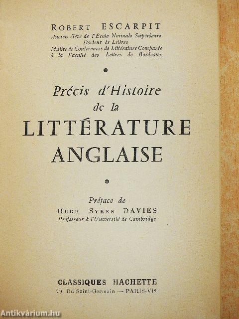 Précis d'Histoire de la Littérature Anglaise