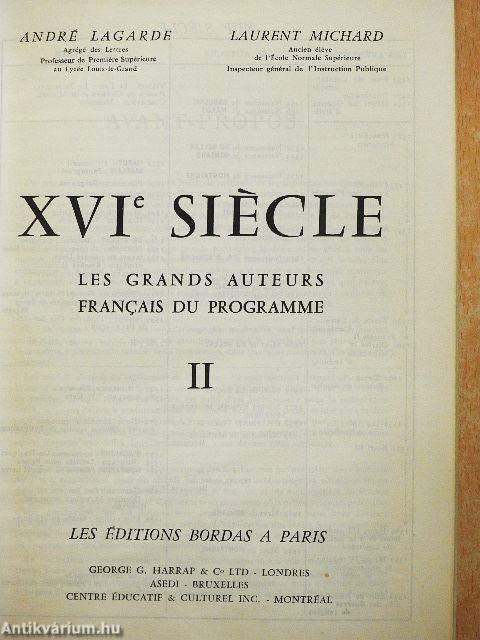 XVI. siécle - Les grands auteurs francais du programme