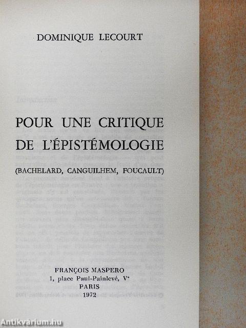 Pour une Critique de l'Épistémologie