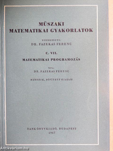 Műszaki matematikai gyakorlatok C. VII.