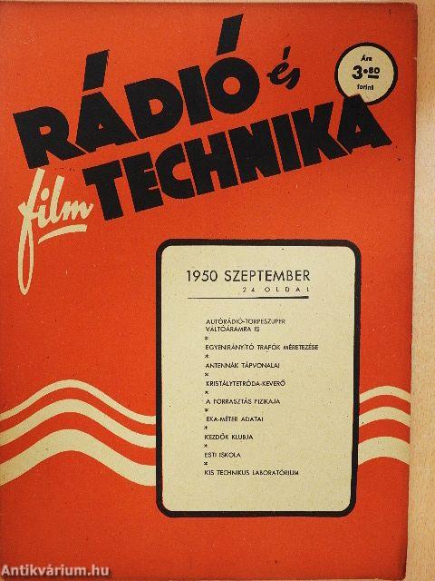 Rádió és filmtechnika 1950. szeptember