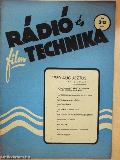Rádió és filmtechnika 1950. augusztus