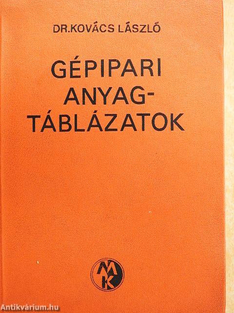 Gépipari anyagtáblázatok