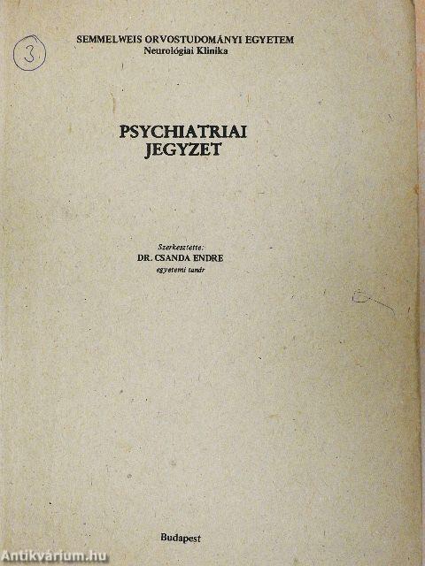 Psychiatriai jegyzetek